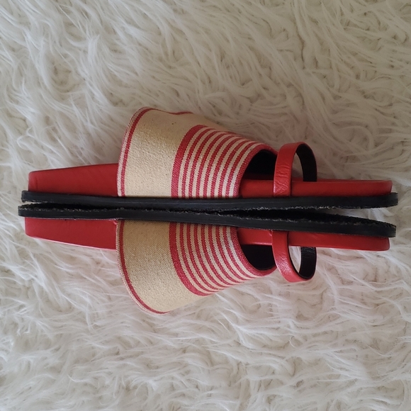 P025  Free People Saylor Footbed Sandal Slip-on Red Multi-Color Size 40 - Picture 7 of 12